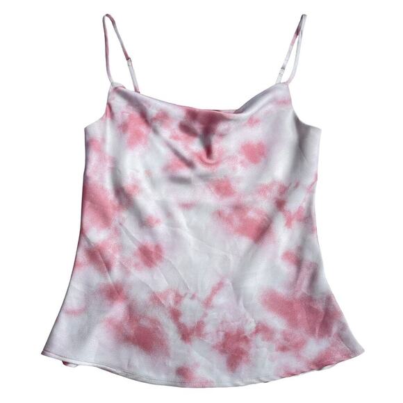 Willow Tie Dye Cowl Neck Silk Like Cami Julia Top in Blush & White - Size XS - Picture 2 of 9